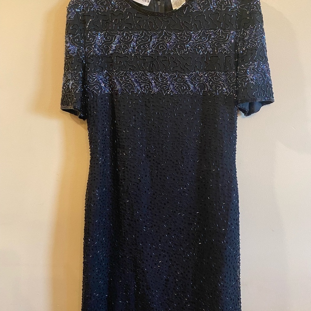 Silk vintage beaded NIGHT VOGUE cocktail dress